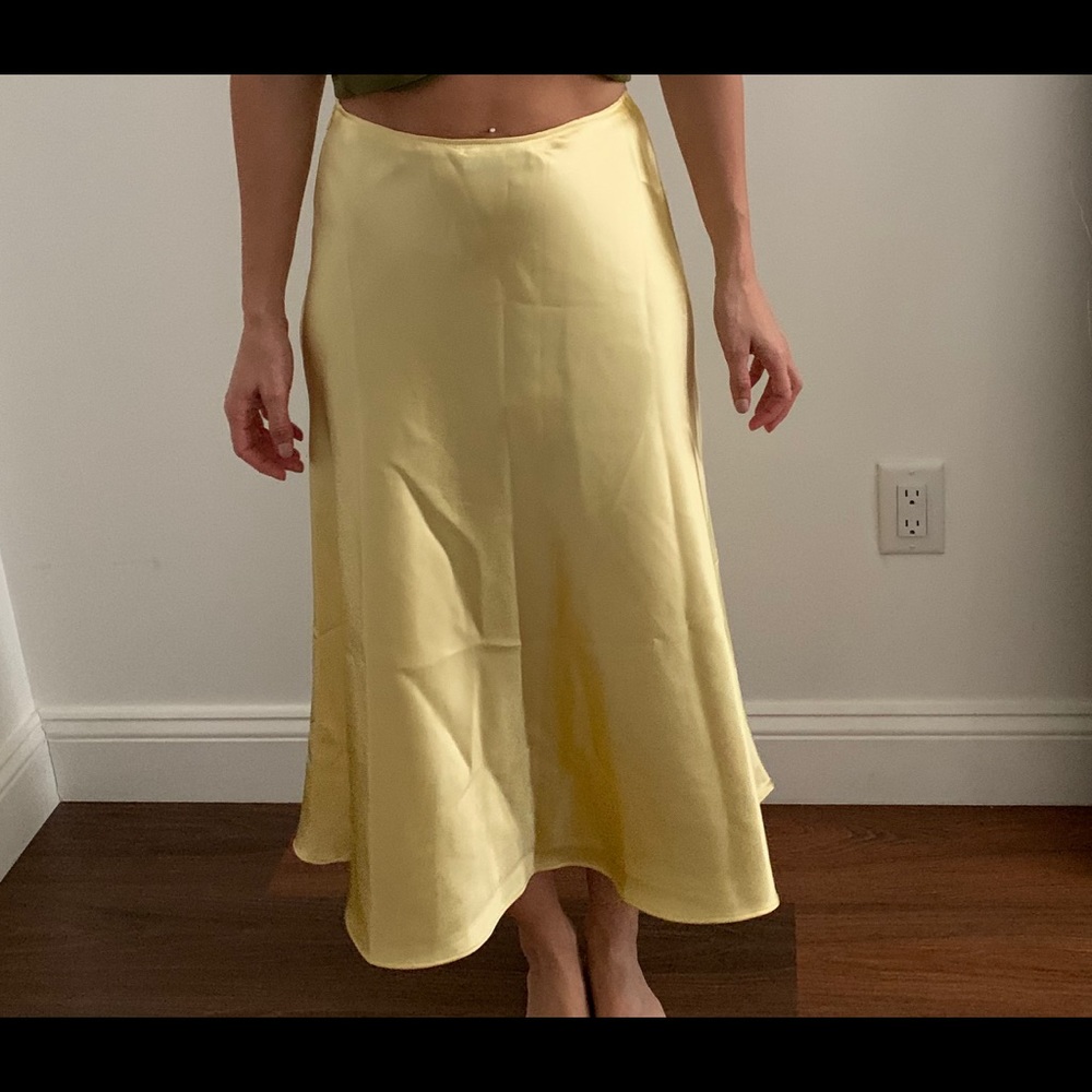 Zara yellow silk skirt